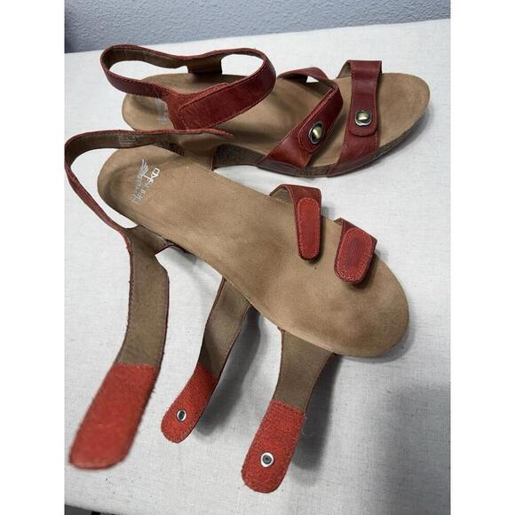 DANSKO US 10.5-11 Leather Cork Wedge Heels Sandal Adjustable - Picture 9 of 9